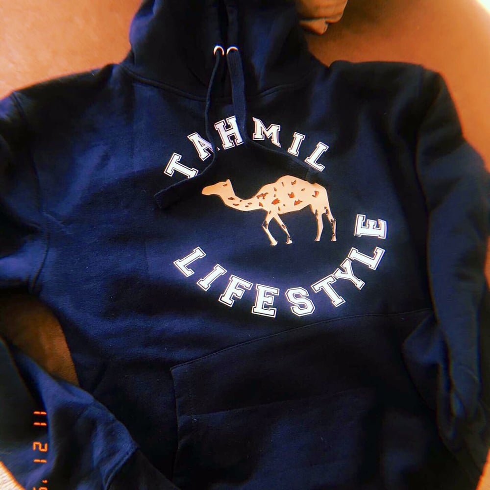 Image of Navy “TAHMIL Lifestyle” hoodie 