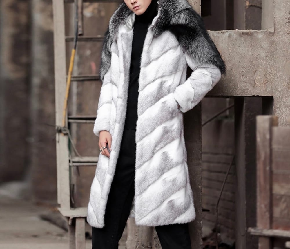 Men's Silver Fox Fur Coat