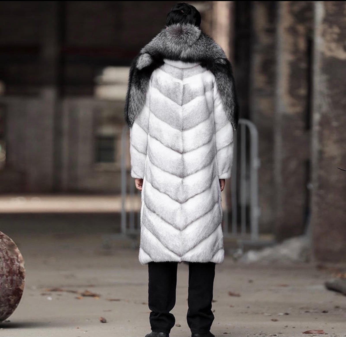 Mens silver fox fur 2025 coat