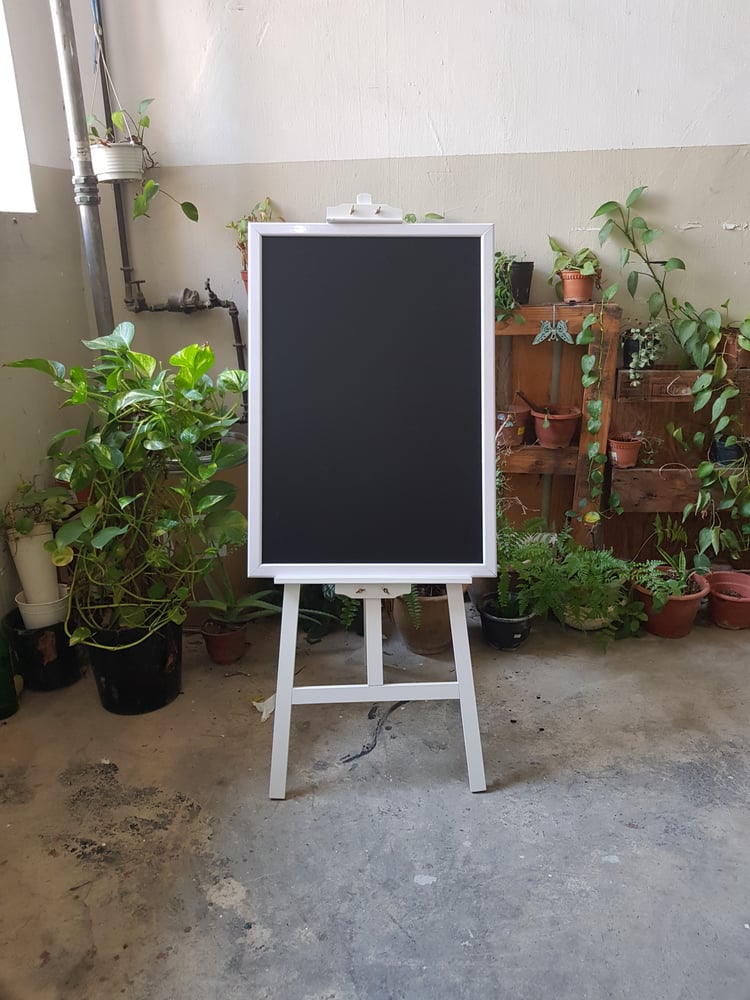 Medium Chalkboard with White Frame on Easel 