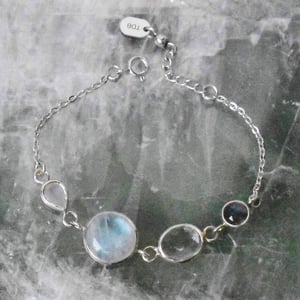 Image of ANGEL HEART x 4 gemstones silver chain bracelet