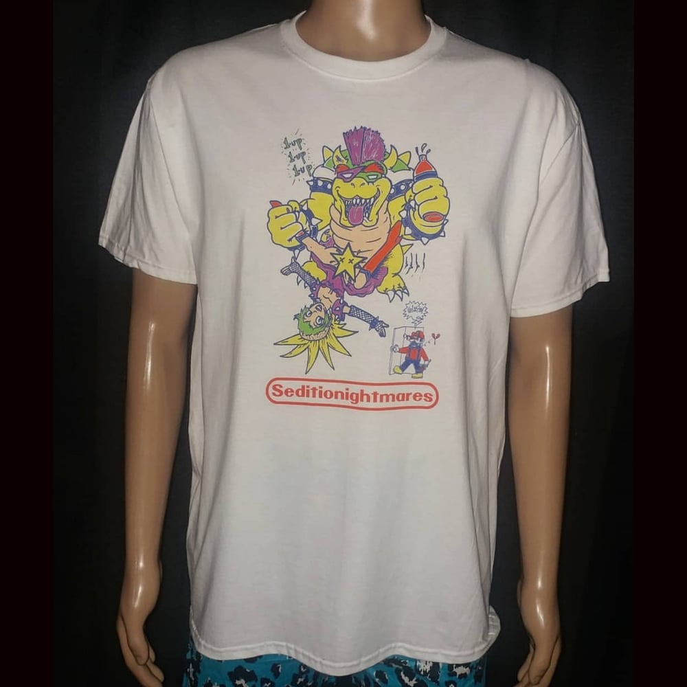 Image of Bowser and peach full color design white tshirt