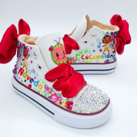 Image 2 of Cocomelon Cartoon Toddler Girls Custom Canvas Shoes