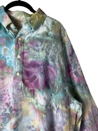 Image 8 of ♻️ UPCYCLED XL Men's Abercrombie 100% Linen Shirt in Soft Watercolor Ice Dye