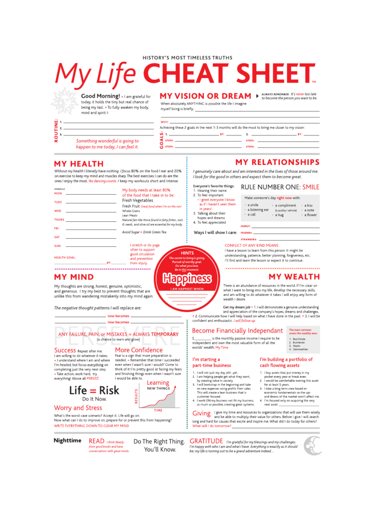 Image of The Life Cheat Sheet - Poster size (sharpie included)