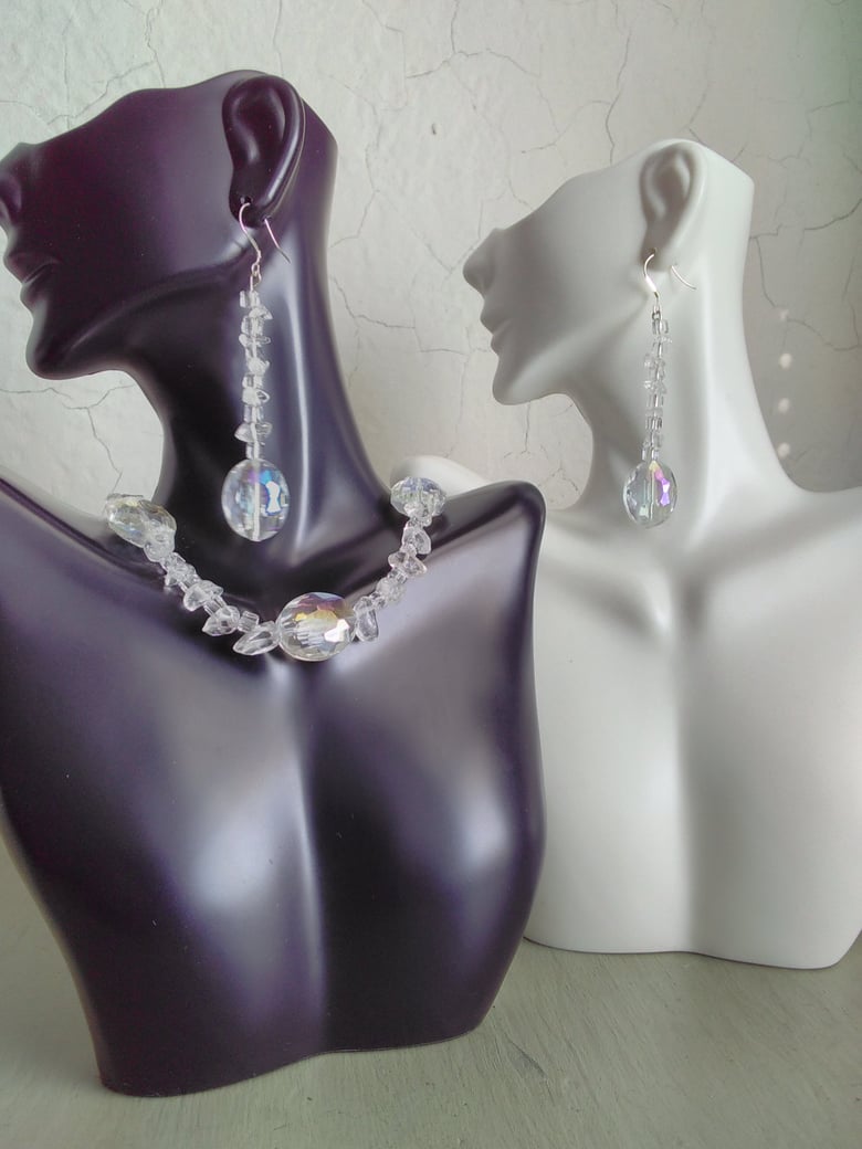 Image of CLEAR CRYSTAL MIX NECKLACE SET