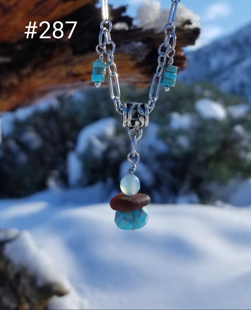 Image of Sea Glass- Turquoise- Agate- Necklace- #287
