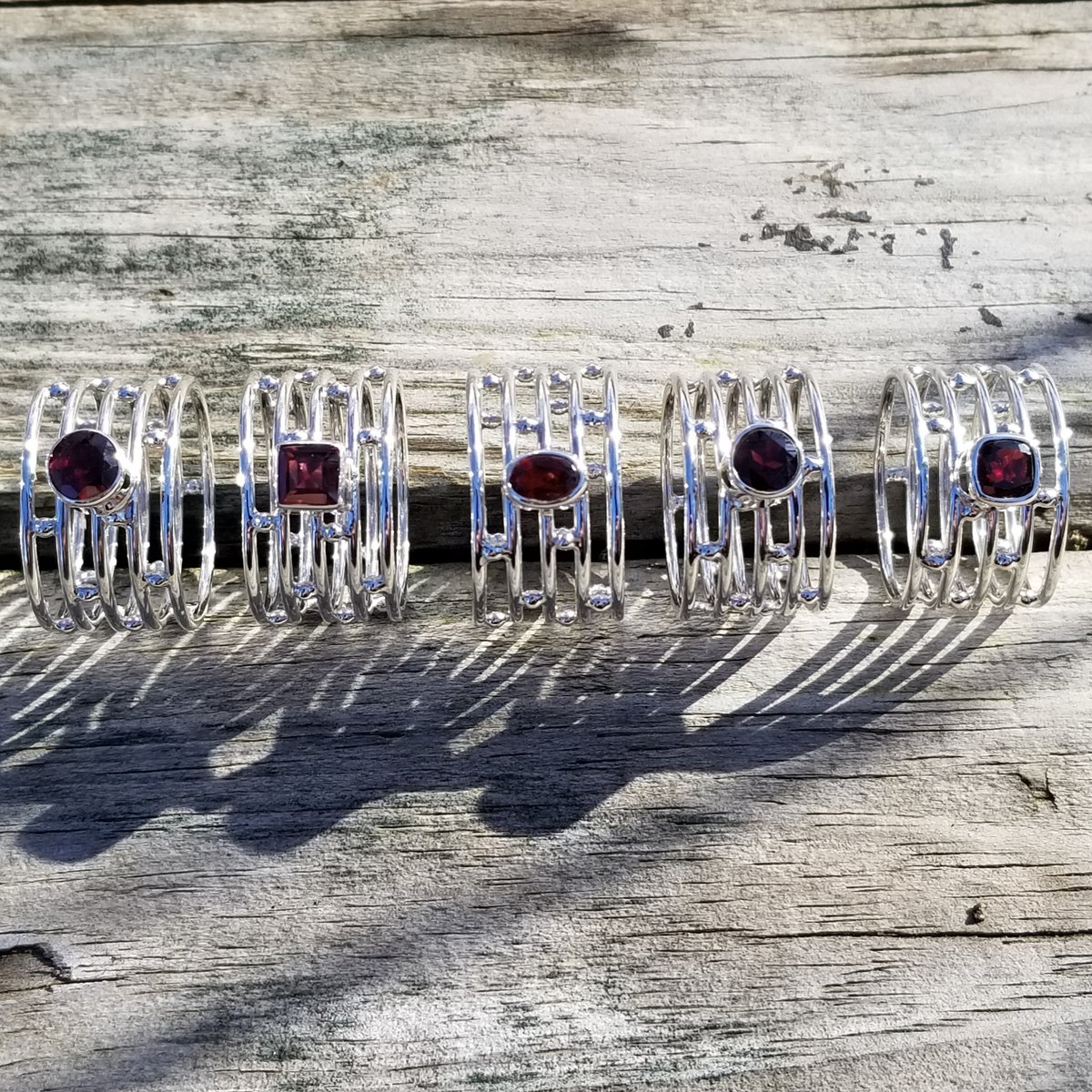 Image of Lirick - Faceted Garnet Ring in Sterling Silver