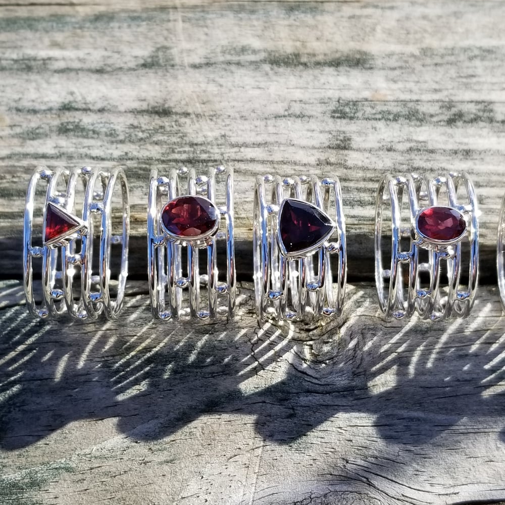 Image of Lirick - Faceted Garnet Ring in Sterling Silver (Available in Sizes 5 - 12)
