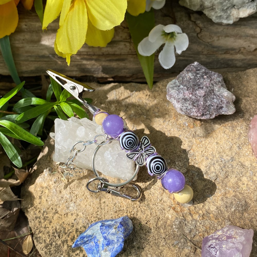 Image of lavender wings clip keychain