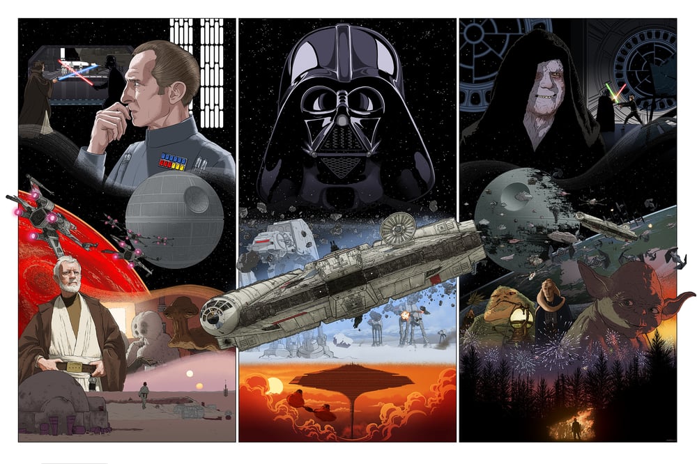 Image of Star Wars original trilogy triptych