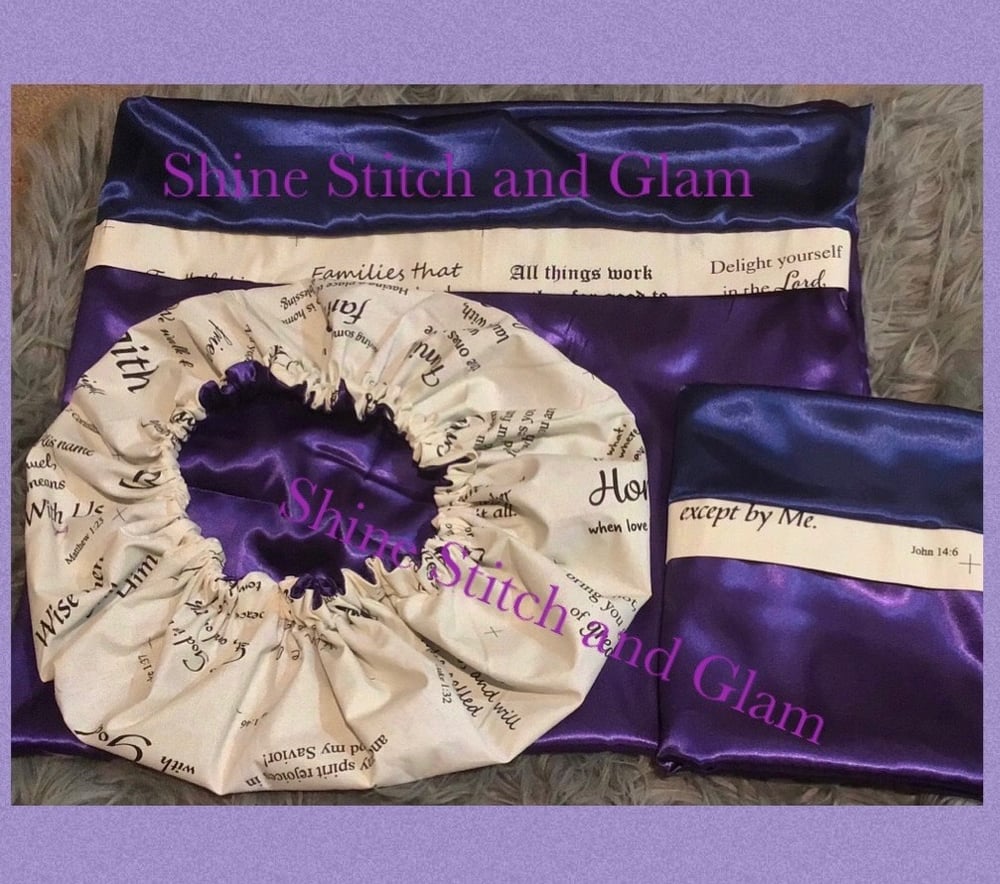 Image of  Satin Lined Bonnet and Pillow case Bundle