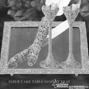 Image of Fleur Silver Cake Table Mirrored Display Tray