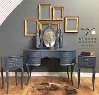 Image 1 of Dressing table & bedside tables with glass tops.