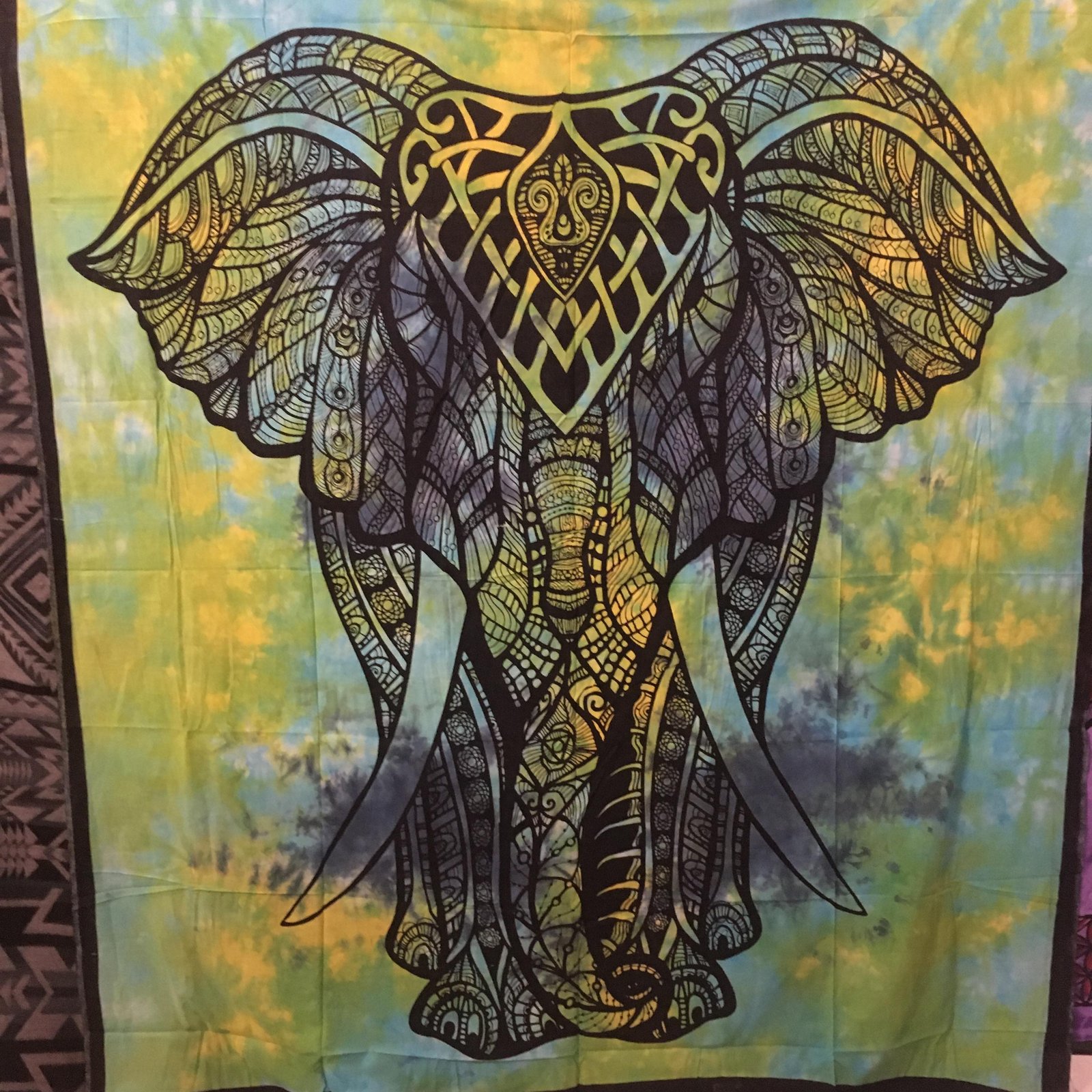 Tie Dye Elephant Tapestry