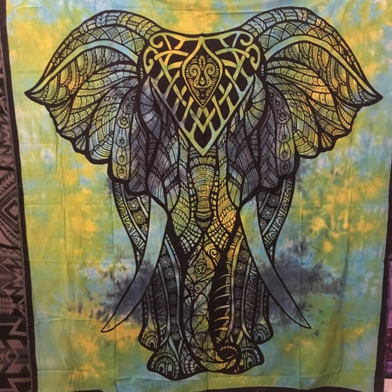 Image of Tie Dye Elephant Tapestry