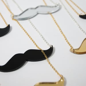 Image of Mustache - Black Opaque Acrylic Gold Chain