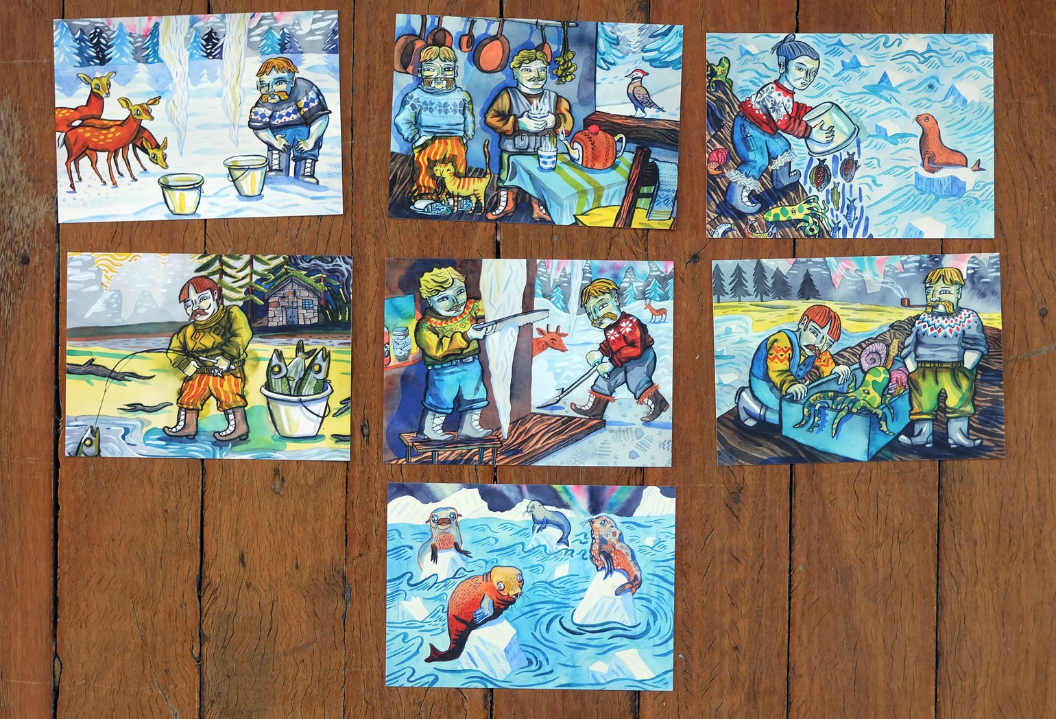 Image of Nordic Postcards featuring Moustaches and Fairisle Jumpers