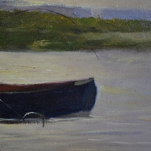 Image of Mid-century, Scottish Impressionist Painting, 'Loch Fishing.'