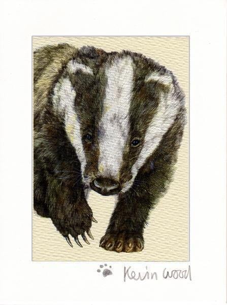 Image of Badger cub signed fine art print in mount. Available in three sizes. 
