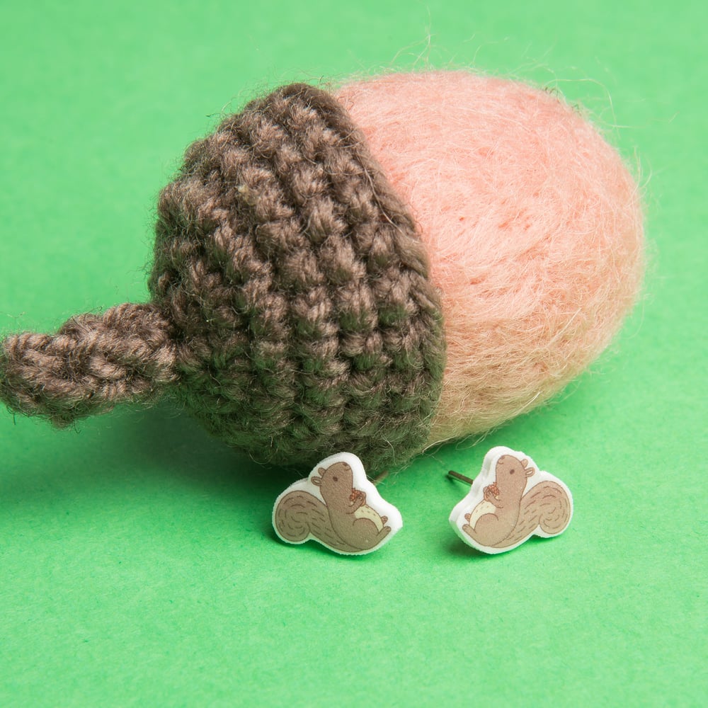 Image of Tiny Resin Squirrel Earrings