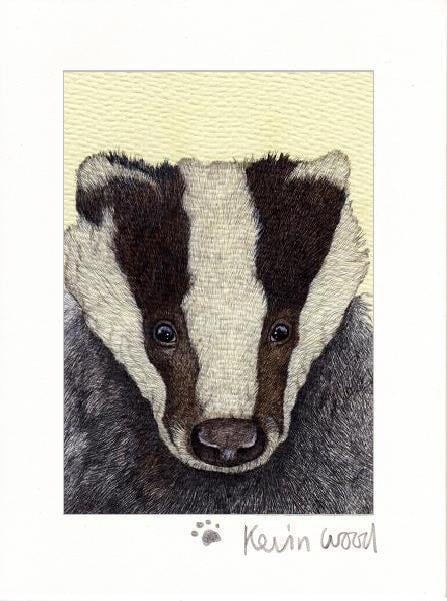 Image of Badger fine art print available in three sizes.