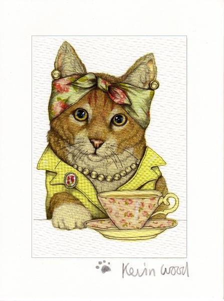 Image of Tea and a bun fine art print available in three sizes.