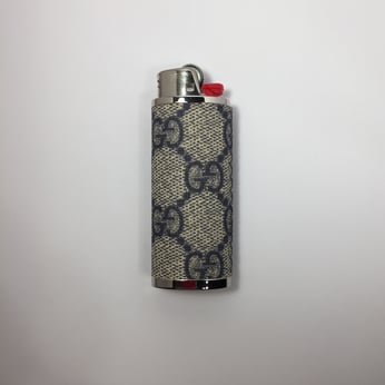 Bic Lighter Case Louis Vuitton Black w/ Gray Letters - Glass Stache DC