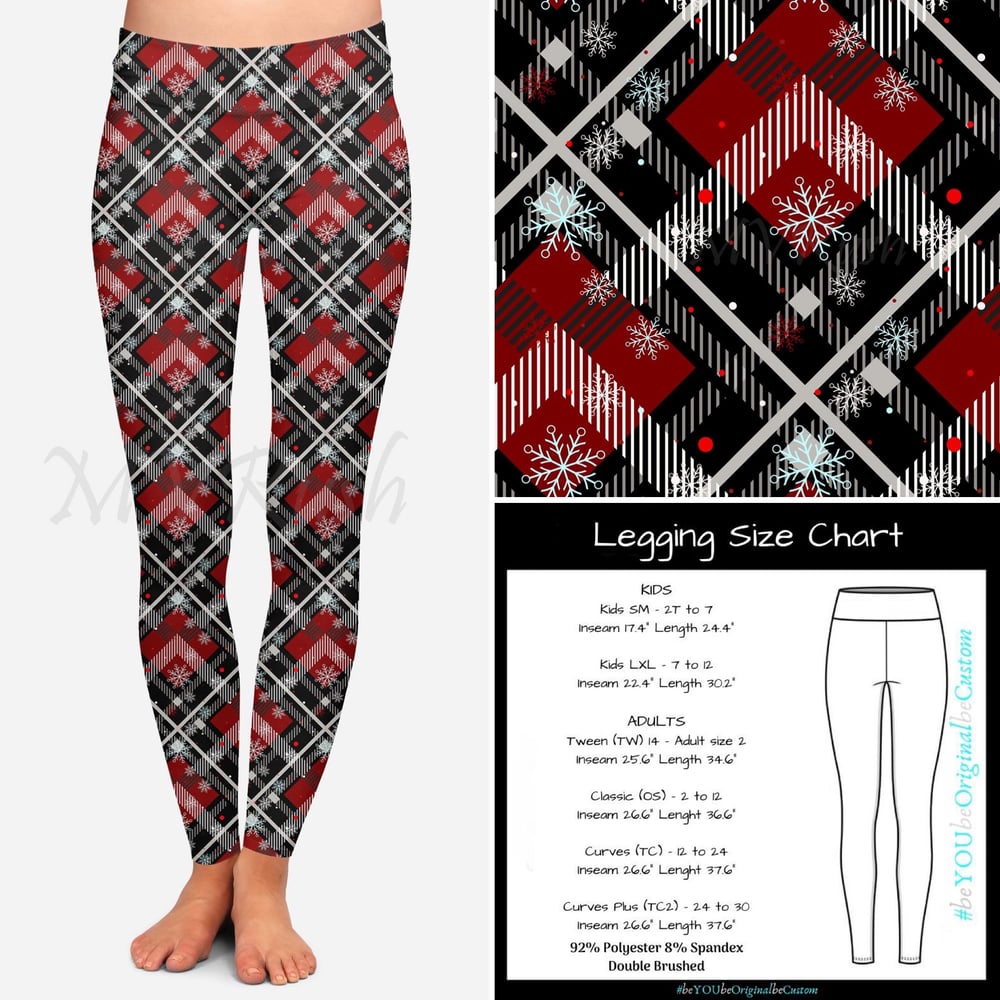 Image of Plaid Snowflake Custom Design Leggings 