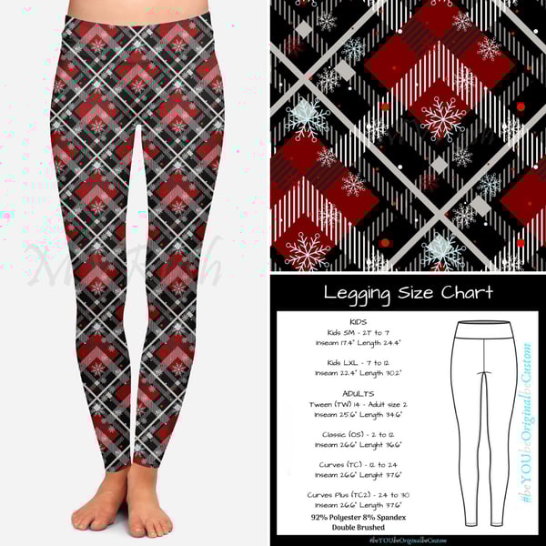 Image of Plaid Snowflake Custom Design Leggings 