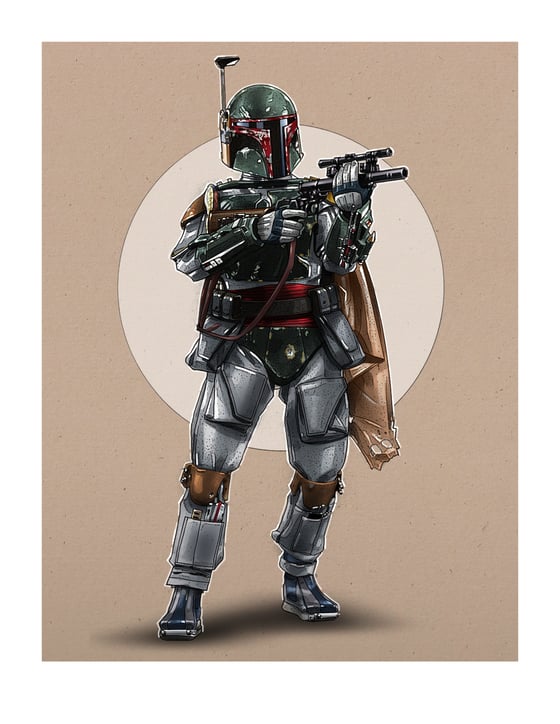 Image of BOBA FETT: 8 1/2" x 11" OPEN EDITION COLLECTIBLE Giclée PRINT 