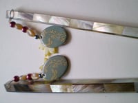Image 2 of Gray Shell Hair Sticks with Beaded Charms