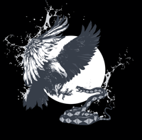 Image 2 of "EAGLE & SNAKE" White on Black T-Shirt