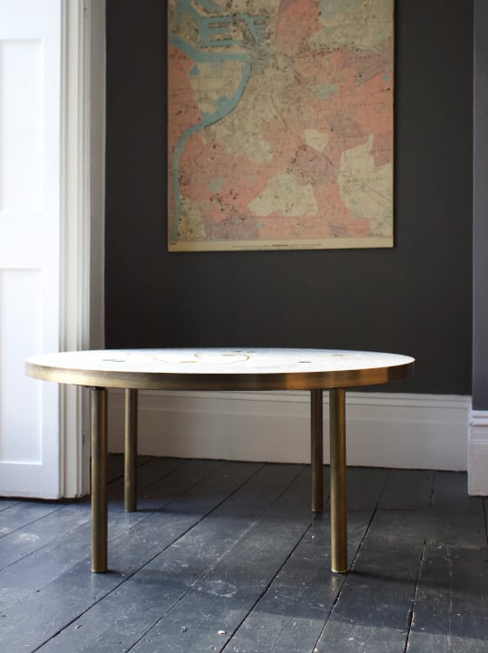Image of Berthold Müller Mosaic Coffee Table with Gold and Lilac Accents