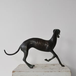 Image of Mid-century, French, Bronze Greyhound 