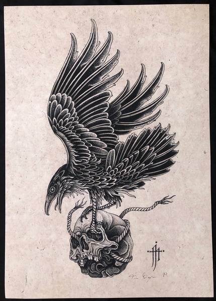 Image of Crow/skull (available in size A2/A3)