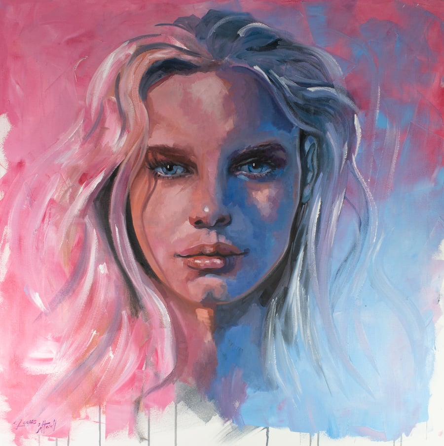 Image of Pink & Blue - Original Oil Painting 