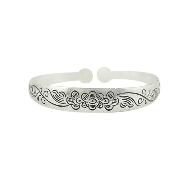 Image of Fleur floral carved cuff bracelet