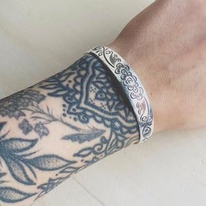 Image of Fleur floral carved cuff bracelet