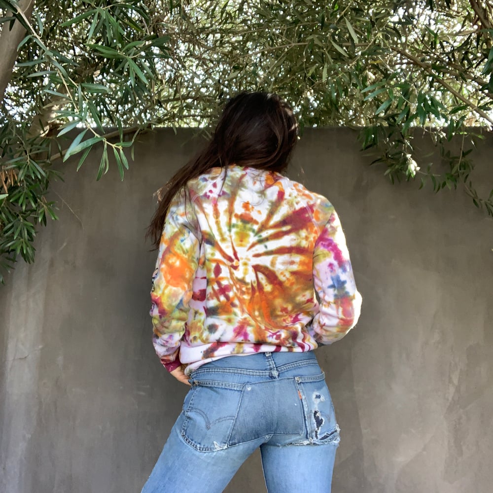 Image of coming around in a circle tie dye sweatshirt - sleeves only print