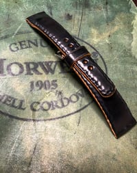 Image 2 of Black SECRET STITCHING Horween shell cordovan strap 