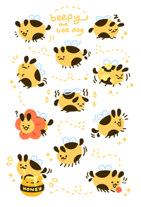 Beepy the Bee Dog Sticker Sheet