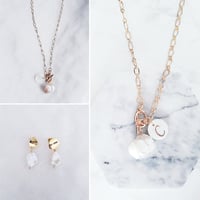 Keshi pearls and initial necklace and earrings