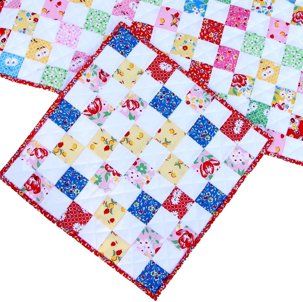 Image of 16-Patch Checkerboard Quilt & Cuddle Blankie PDF Pattern