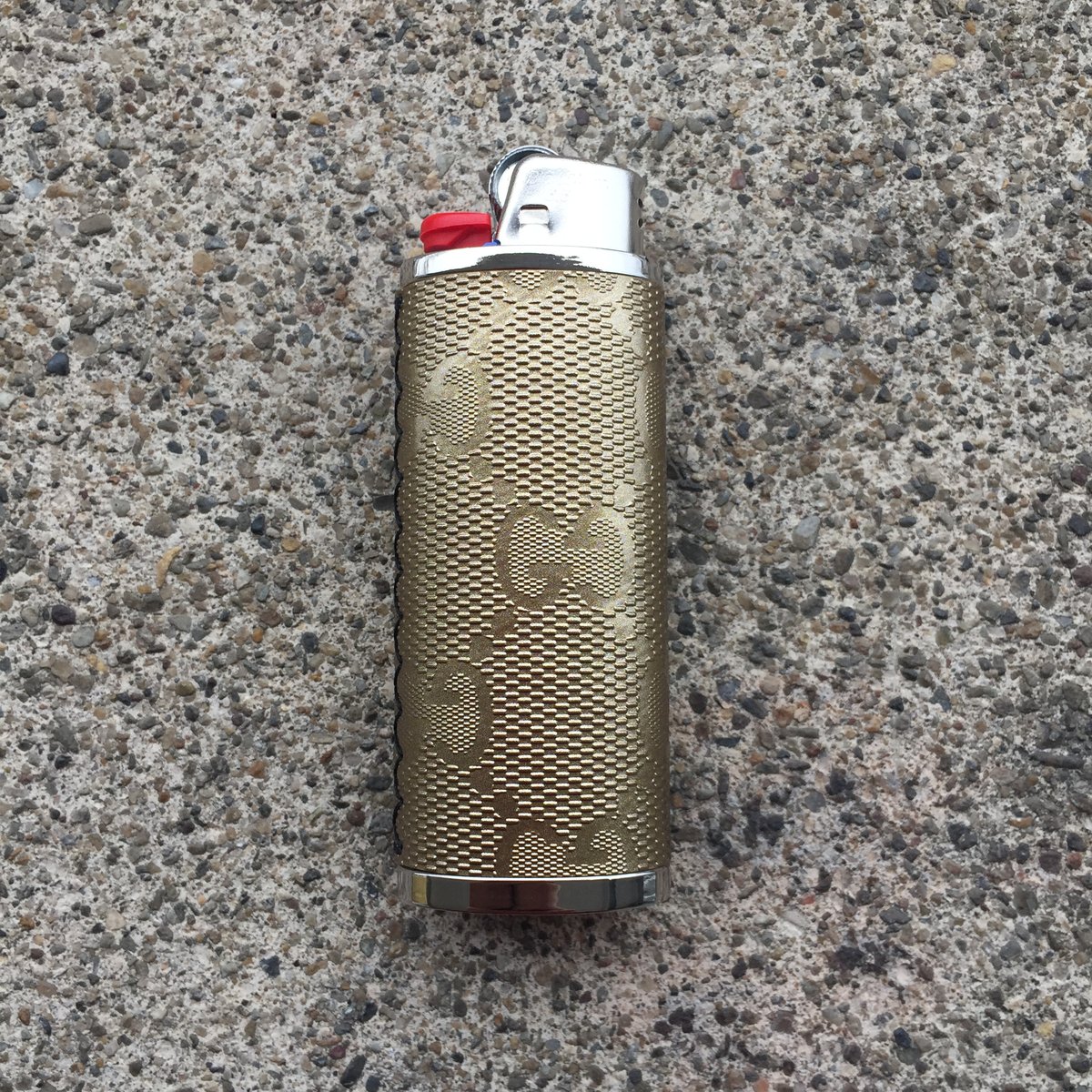 Gold Imprime Gucci Lighter Case