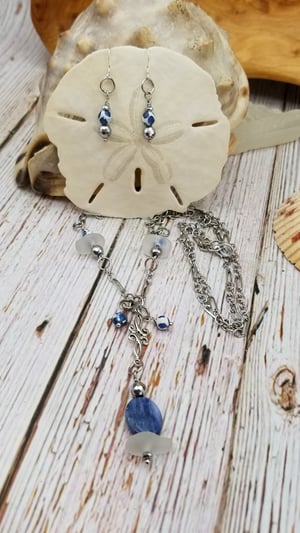 Image of Sea Glass- Kyanite- Agate- Necklace/Earrings- #290