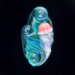 Image of XXL. Pink Coral Sea Nettle Jellyfish - Lampwork Glass Sculpture Bead