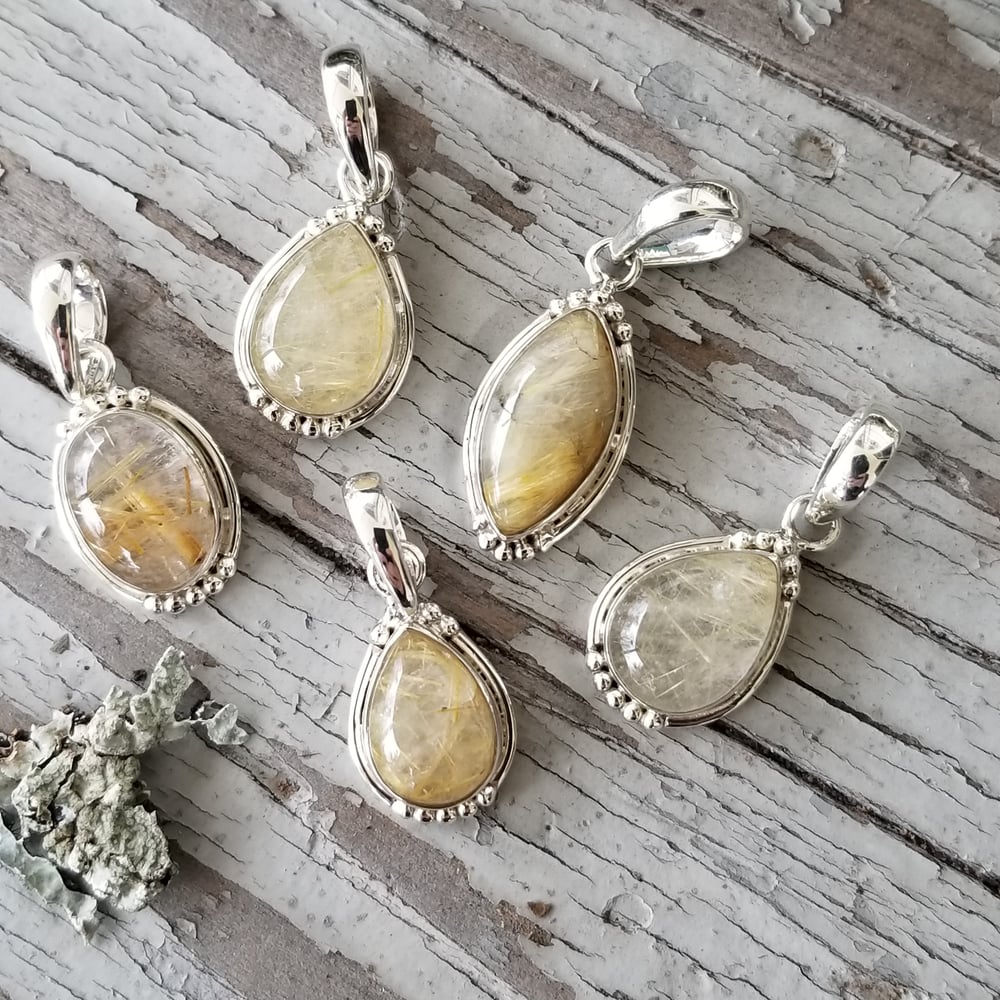 Image of Sweet Simplicity - Golden Rutile Quartz Pendant in Sterling