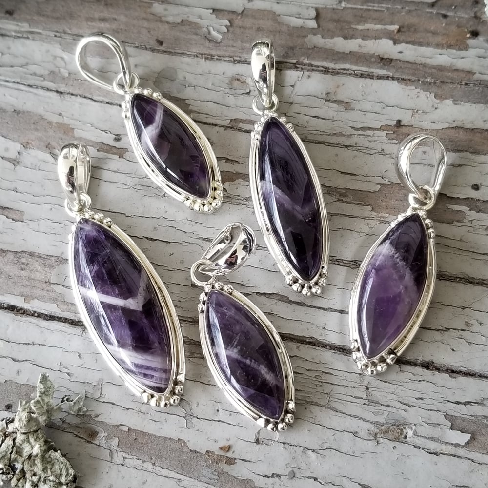 Image of Sweet Simplicity - Chevron Amethyst Pendants in Sterling Silver