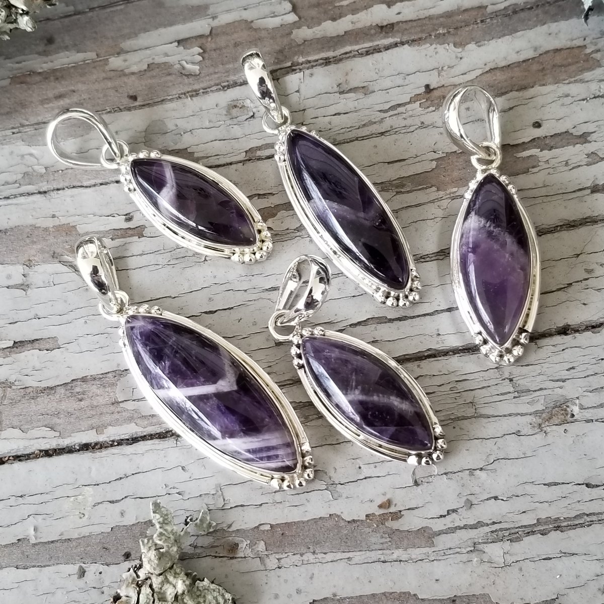 Image of Sweet Simplicity - Chevron Amethyst Pendants in Sterling Silver